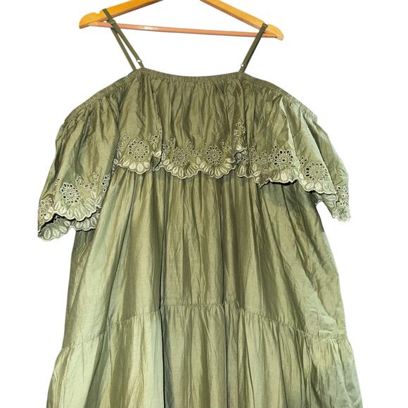 Old Navy Off Shoulder Tiered Swing Midi Dress Womens Sz 2X Boho Prairie Country - Picture 5 of 9